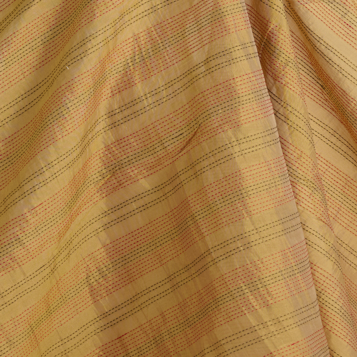 Gold Kanchi Tissue with Katha Stitch Fabric