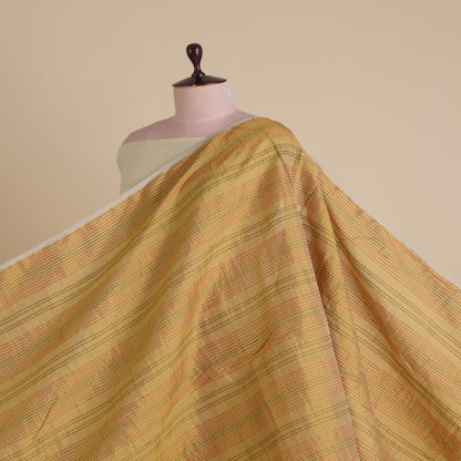 Gold Kanchi Tissue with Katha Stitch Fabric