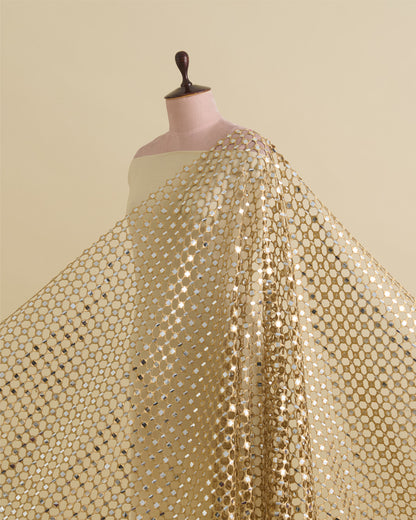 Gold Kasab Aabla Cut-Work Embroidery Fabric