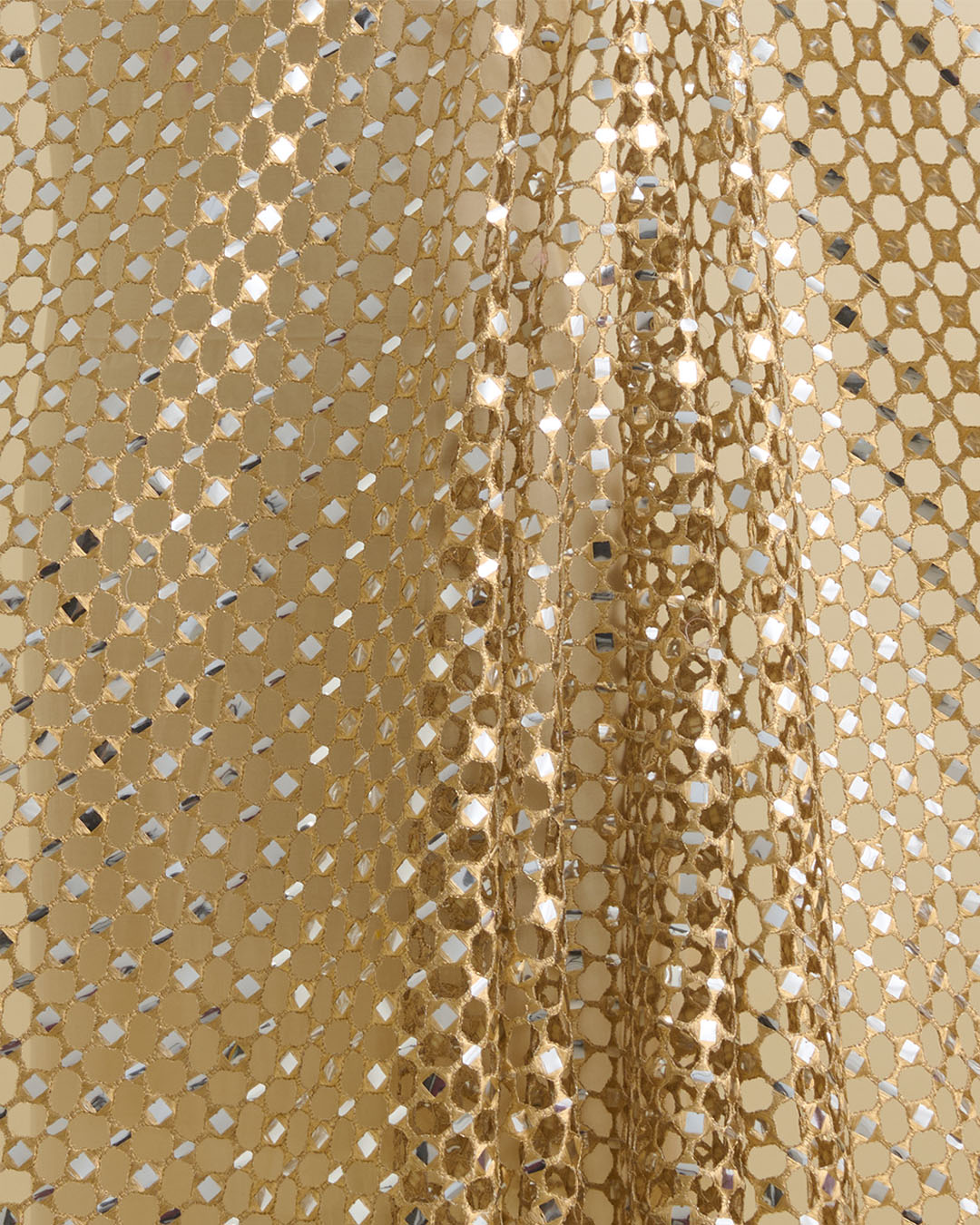 Gold Kasab Aabla Cut-Work Embroidery Fabric