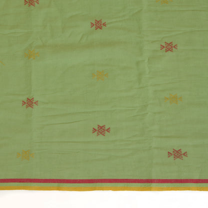 Green Kala Cotton Woven Buti Stripes Pallu Dupatta