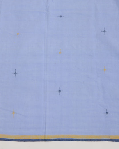 Lilac Blue Kala Cotton Woven Buti Dupatta with Stripes Pallu