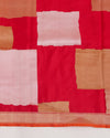 Red Katan Silk Gold & Silver Block Weave Dupatta