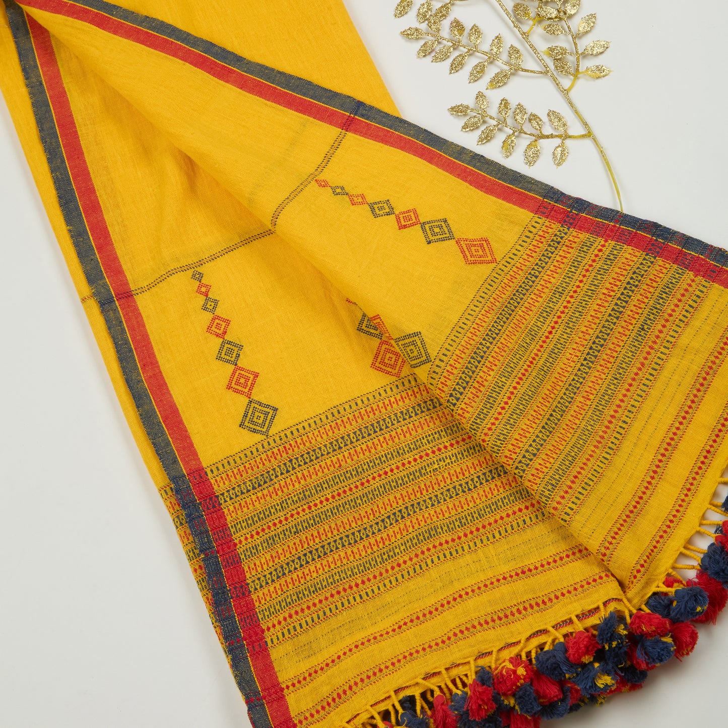 Yellow Kala Cotton Handwoven Dupatta