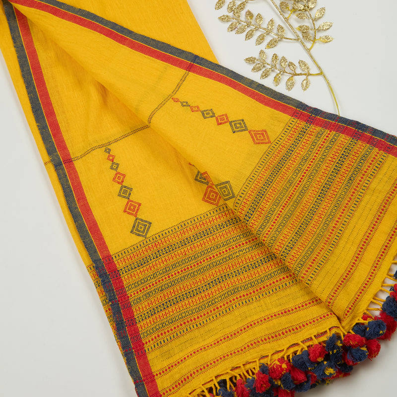 Yellow Kala Cotton Handwoven Dupatta