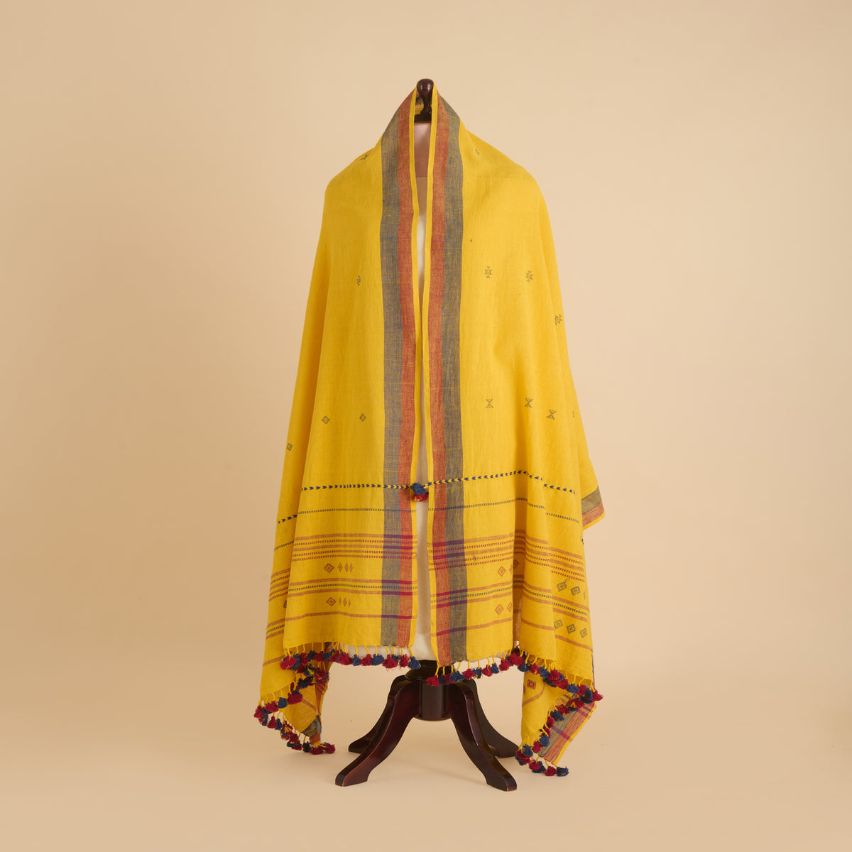Yellow Kala Cotton Hand Woven Dupatta