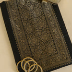 Black Katan Silk Gold Zari Neck Kurta Pant Fabric
