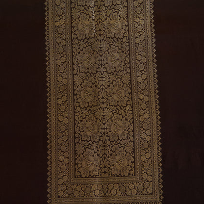 Brown Katan Silk Gold Zari Neck Kurta Pant Fabric