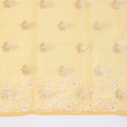 Yellow Kora Resham Zari Embroidered Suit with Kota Dupatta