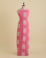 Pink Linen Fabric with Thread Applique Work Buta