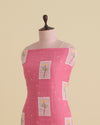 Pink Linen Fabric with Thread Applique Work Buta