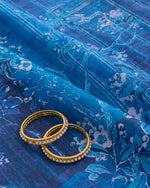 Blue Linen Digital Abstract Printed Fabric