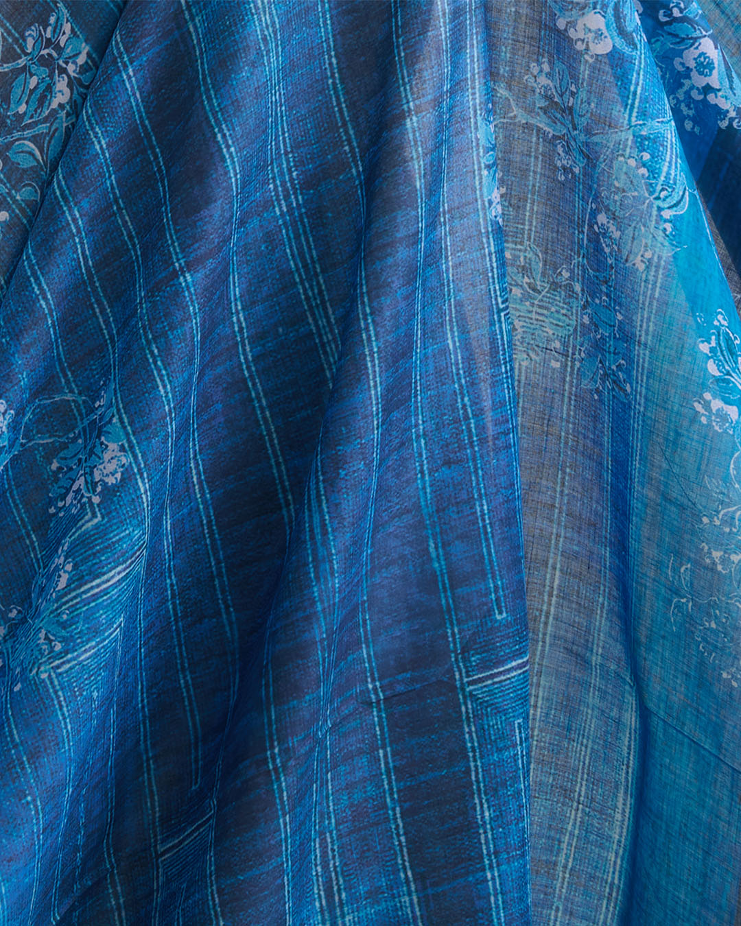 Blue Linen Digital Abstract Printed Fabric