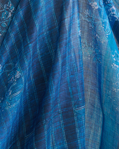 Blue Linen Digital Abstract Printed Fabric