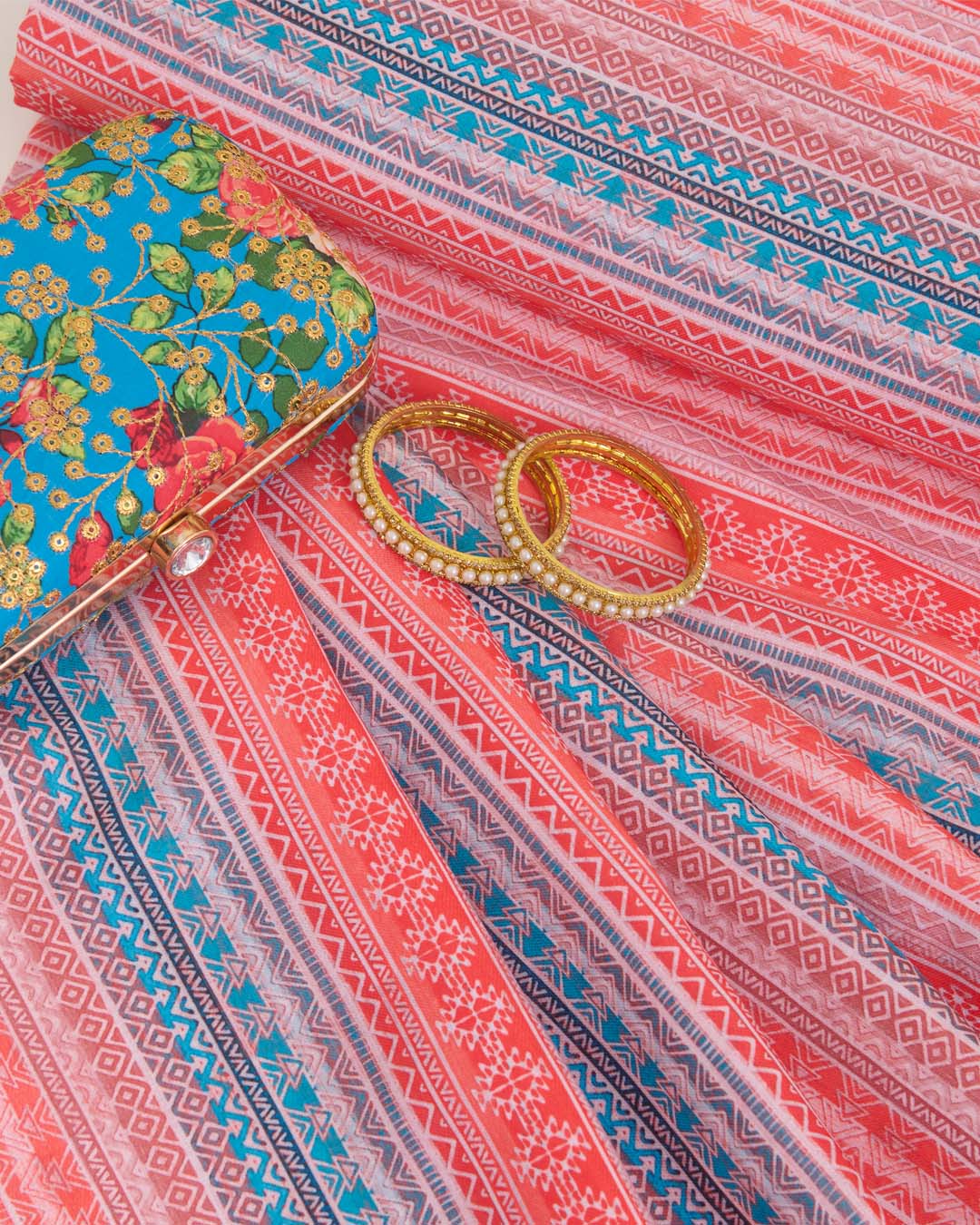 Linen Digital Abstract Printed Fabric – Multi Colour