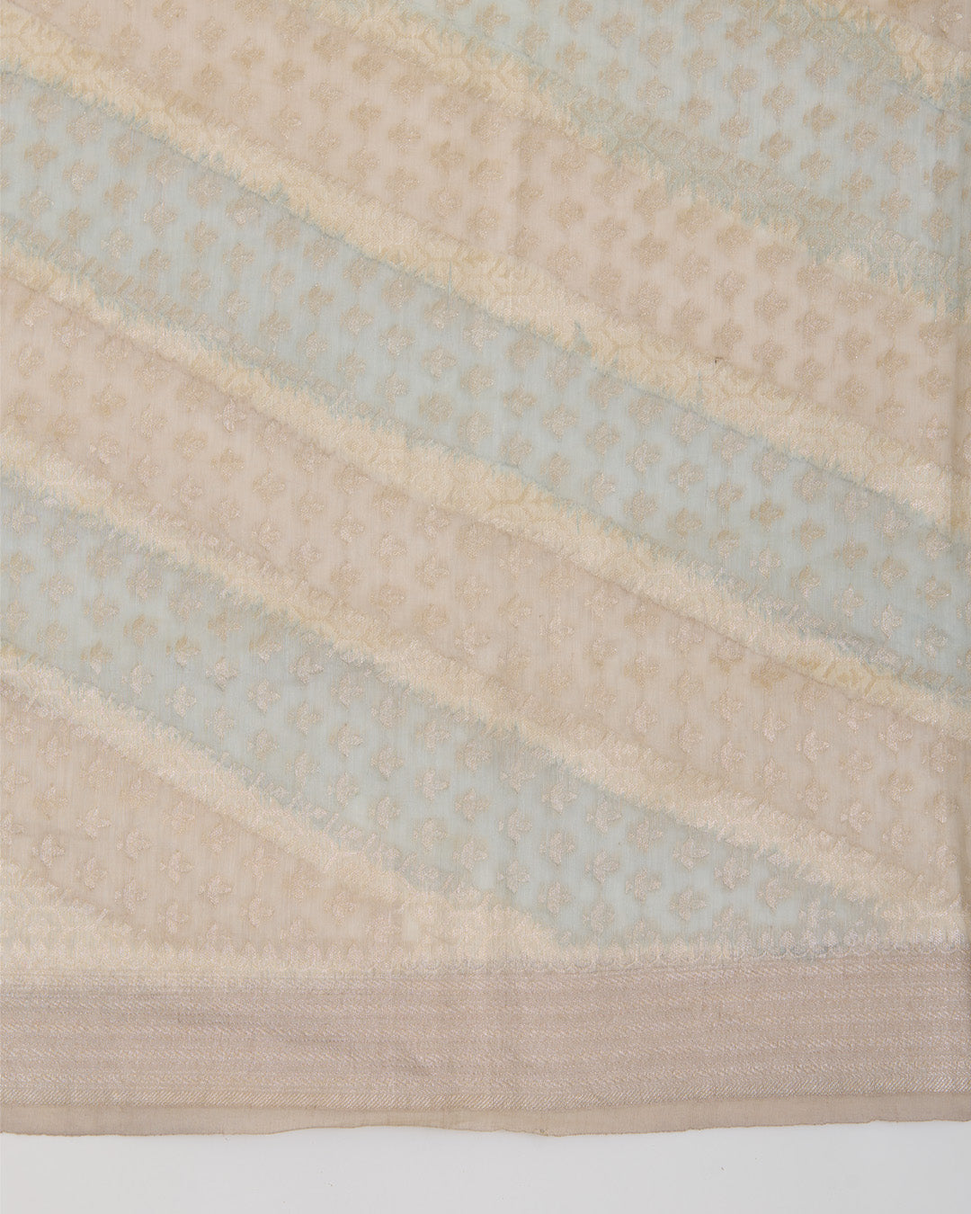 Dusty Blue Linen Zari Woven Multi Lehriya Dupatta