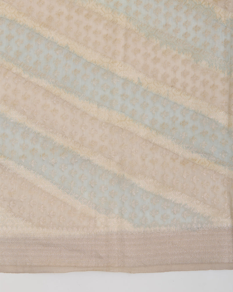 Dusty Blue Linen Zari Woven Multi Lehriya Dupatta