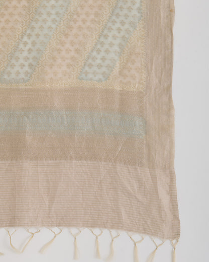 Dusty Blue Linen Zari Woven Multi Lehriya Dupatta