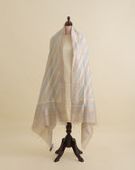Dusty Blue Linen Zari Woven Multi Lehriya Dupatta