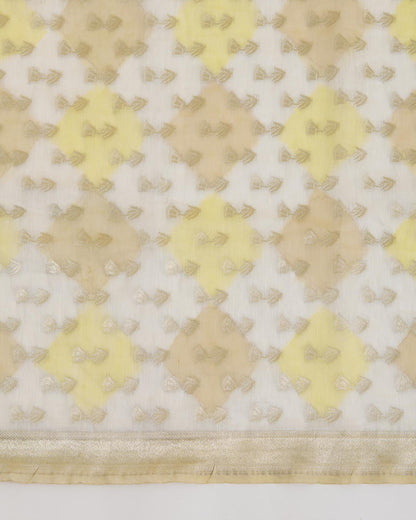 Multi/Yellow Linen Zari Woven Multi Buti Dupatta