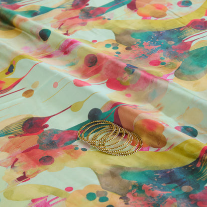 Aqua Modal Satin Digital Abstract Print Fabric