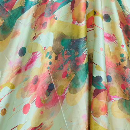 Aqua Modal Satin Digital Abstract Print Fabric