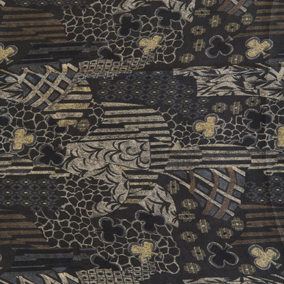 Black Modal Satin Digital Floral Print Fabric