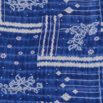 Blue Modal Satin Digital Abstract Print Fabric