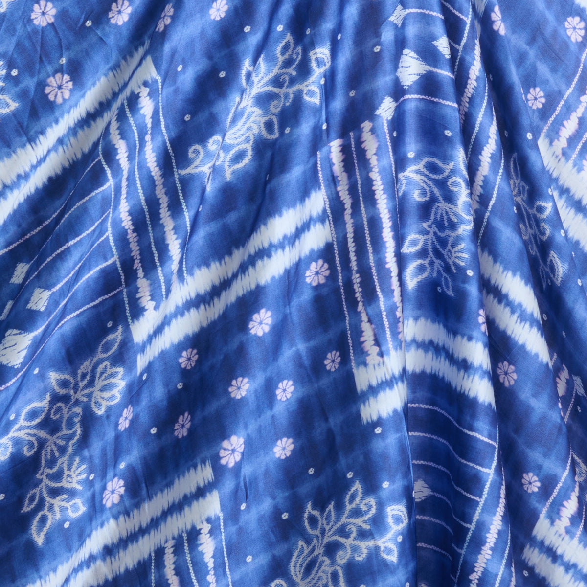 Blue Modal Satin Digital Abstract Print Fabric
