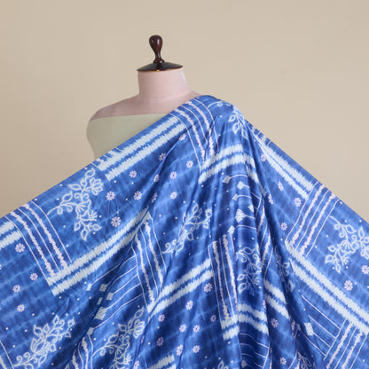 Blue Modal Satin Digital Abstract Print Fabric