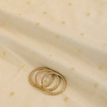 Beige Gold Muga Tissue Woven Buti Fabric