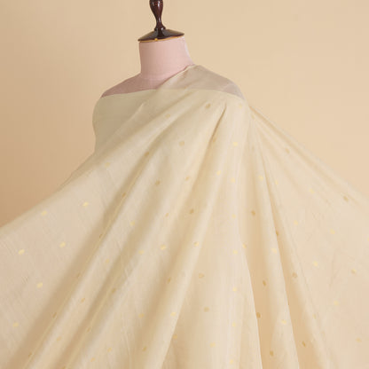 Beige Gold Muga Tissue Woven Buti Fabric