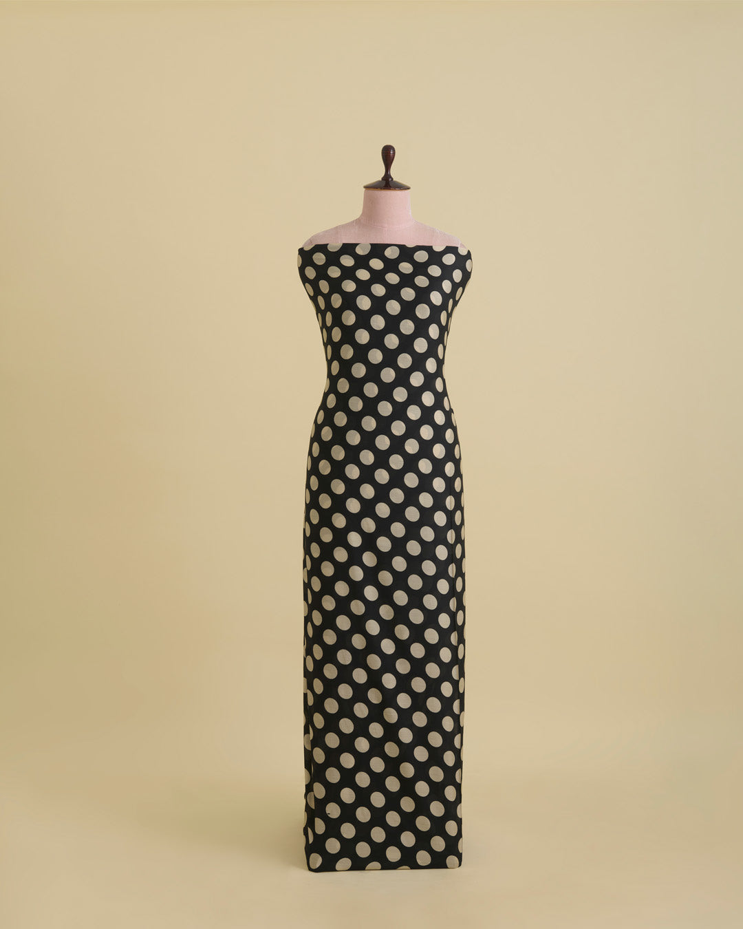 Malai Cotton Polka Dots Printed Fabric – Black/Beige