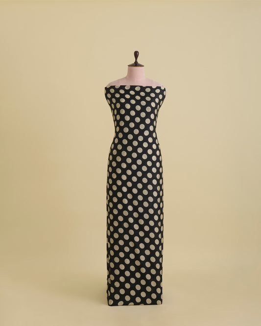Malai Cotton Polka Dots Printed Fabric – Black/Beige