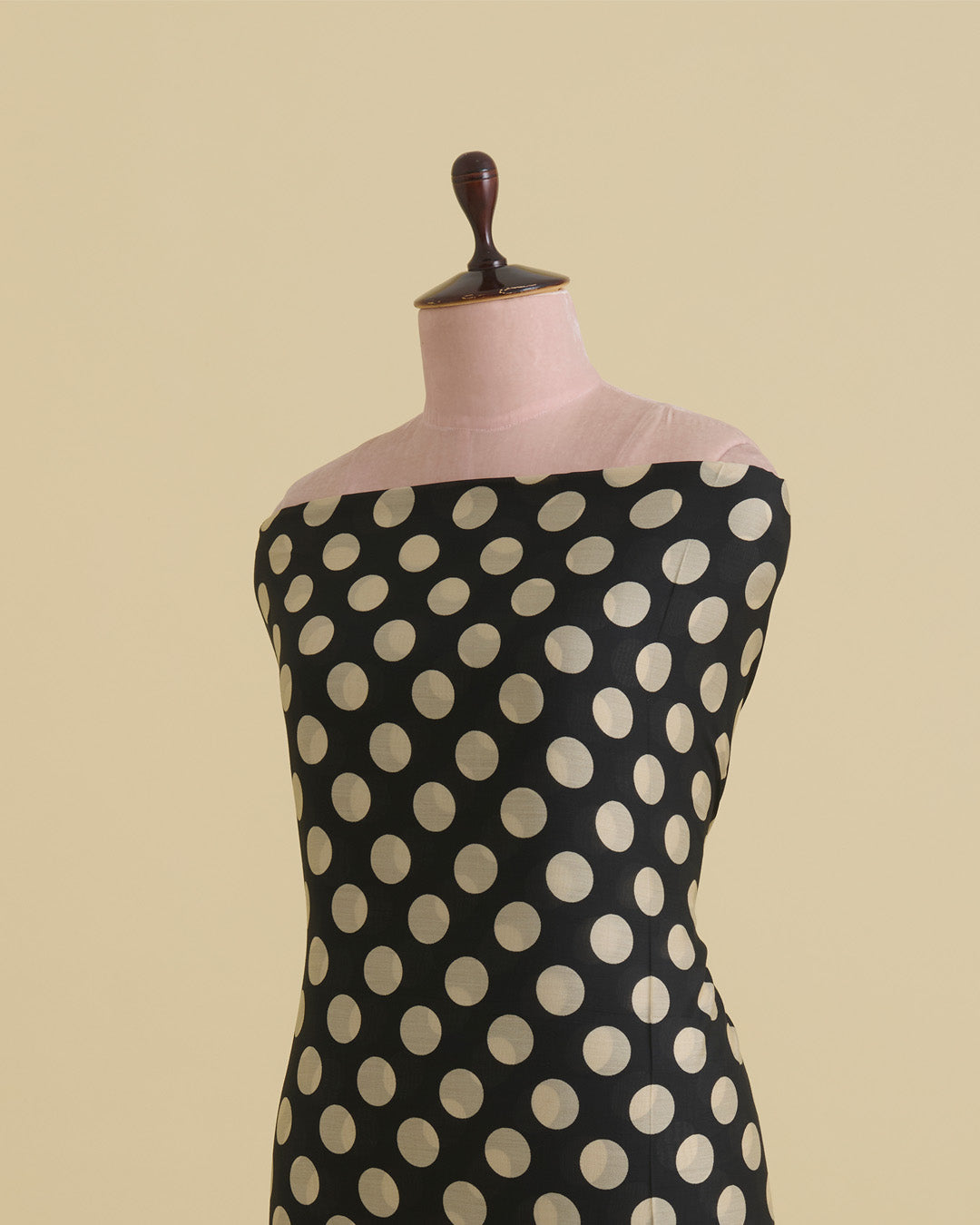 Malai Cotton Polka Dots Printed Fabric – Black/Beige