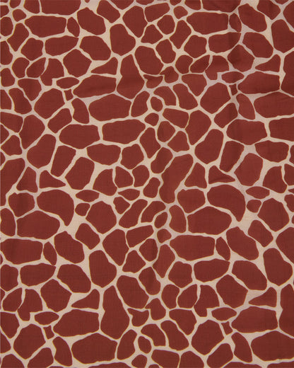 Malai Cotton Digital Animal Printed Fabric Beige & Maroon