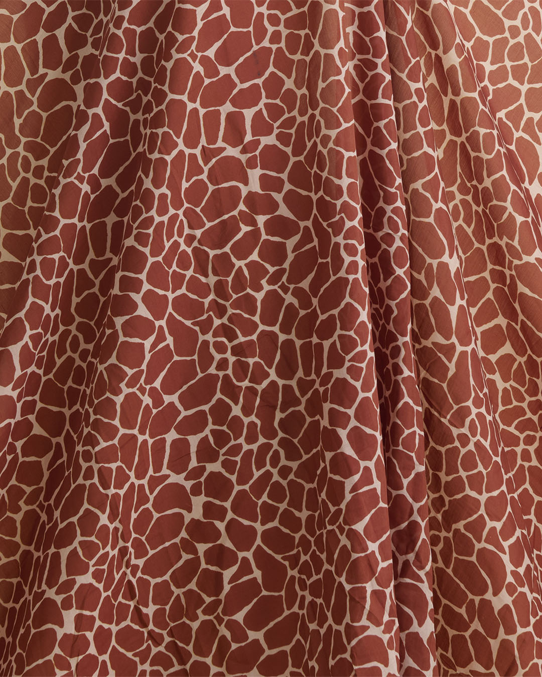 Malai Cotton Digital Animal Printed Fabric Beige & Maroon