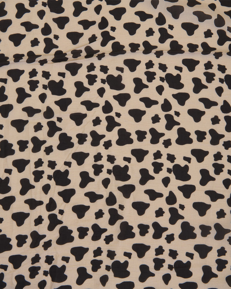Malai Cotton Digital Animal Printed Fabric Beige & Black