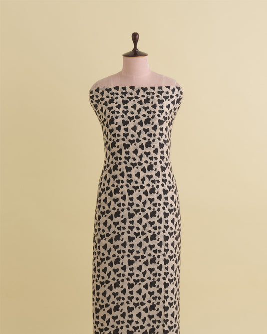 Malai Cotton Digital Animal Printed Fabric Beige & Black