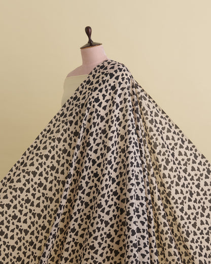 Malai Cotton Digital Animal Printed Fabric Beige & Black