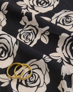 Malai Cotton Digital Floral Printed Fabric Beige & Black