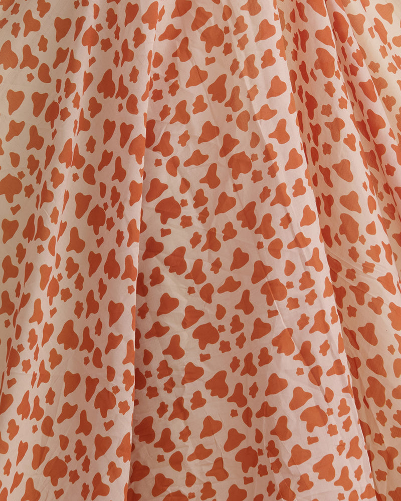 Malai Cotton Digital Animal Printed Fabric Beige & Orange