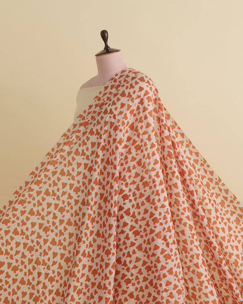 Malai Cotton Digital Animal Printed Fabric Beige & Orange