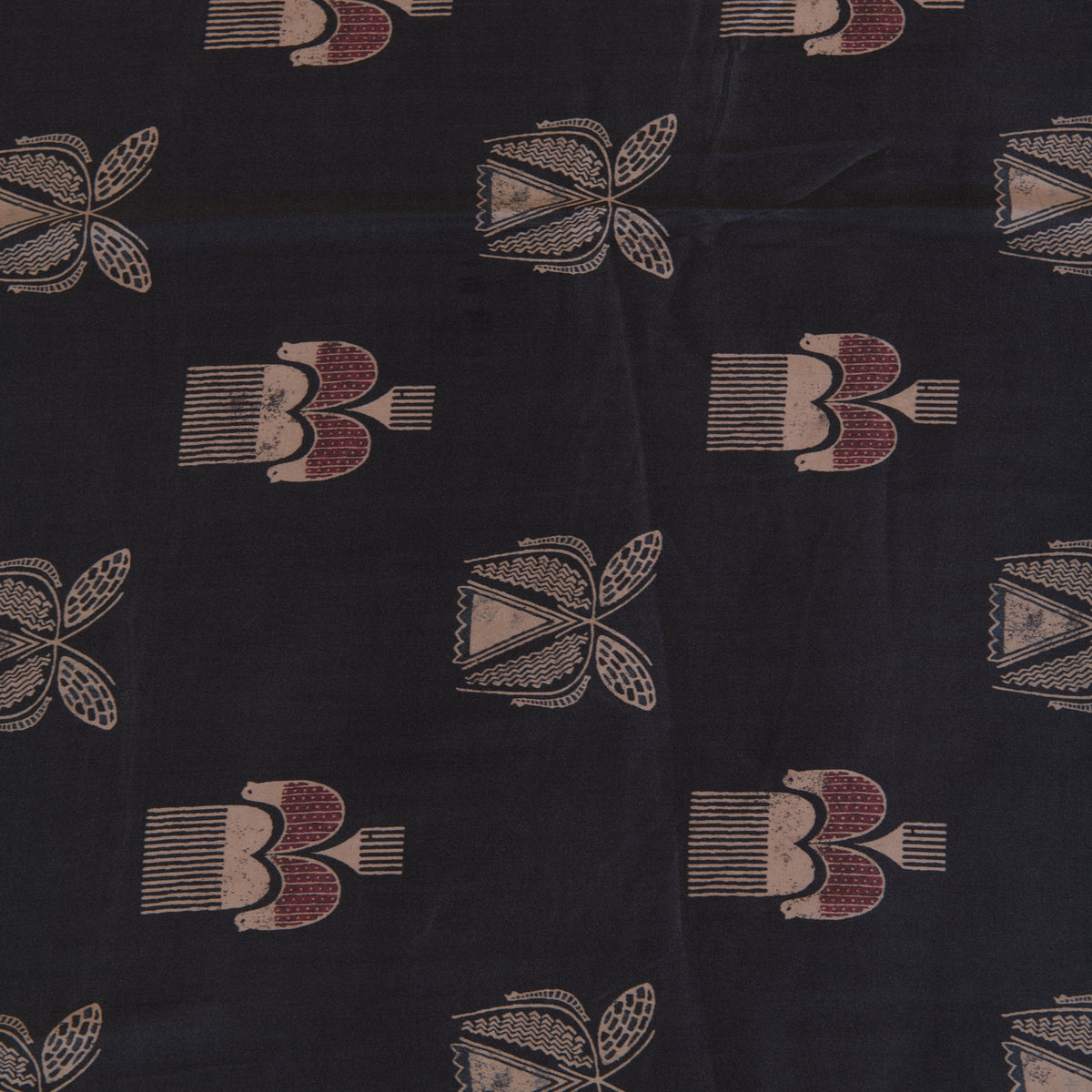 Dark Grey Modal Satin Digital Buta Printed Fabric