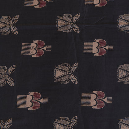 Dark Grey Modal Satin Digital Buta Printed Fabric
