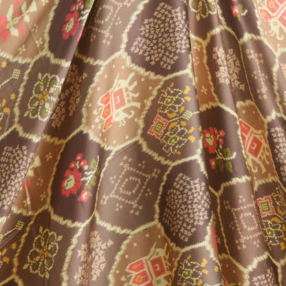 Light Brown Modal Satin Digital Floral Print Fabric