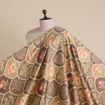 Light Brown Modal Satin Digital Floral Print Fabric