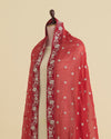 Maroon Malai Chanderi Dupatta with Taar Buta Border Embroidery