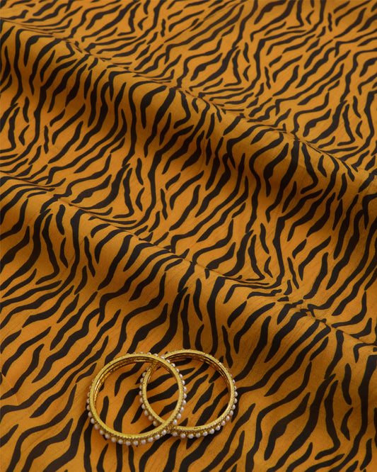 Malai Cotton Digital Animal Printed Fabric Ochre Yellow