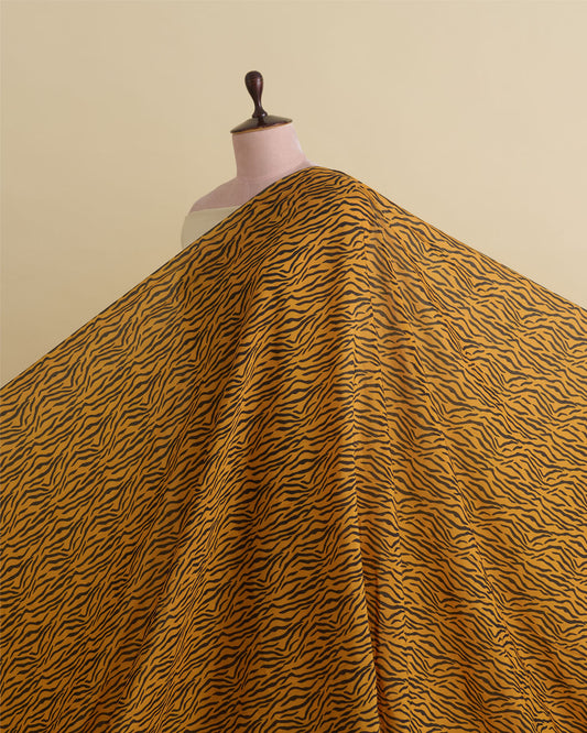 Malai Cotton Digital Animal Printed Fabric Ochre Yellow